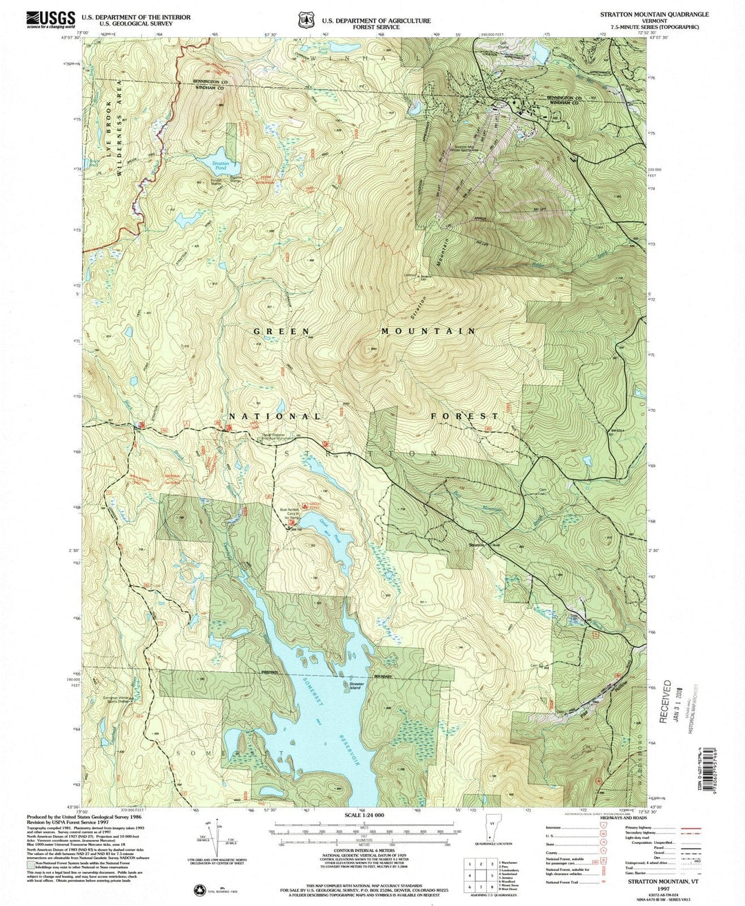 1997 Stratton Mountain, VT - Vermont - USGS Topographic Map