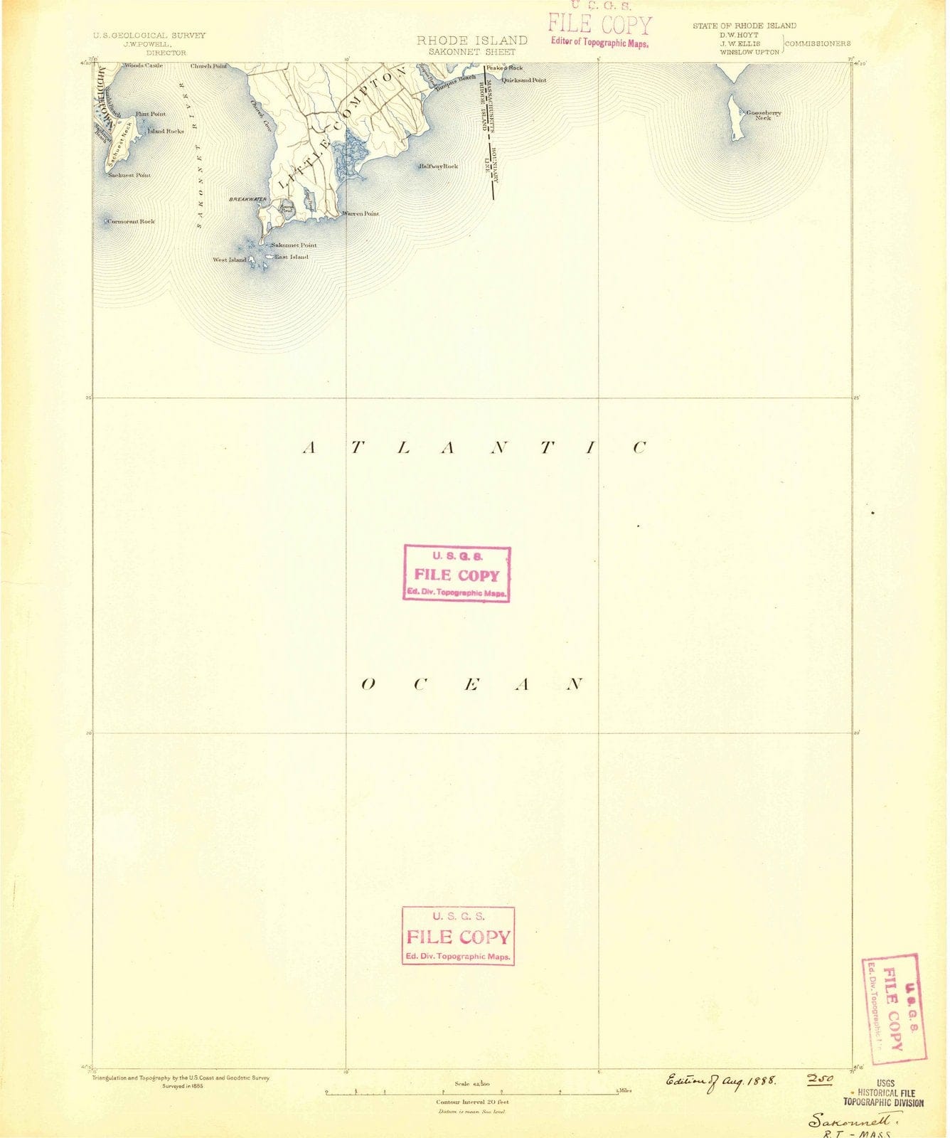 1888 Sakonnet, RI - Rhode Island - USGS Topographic Map