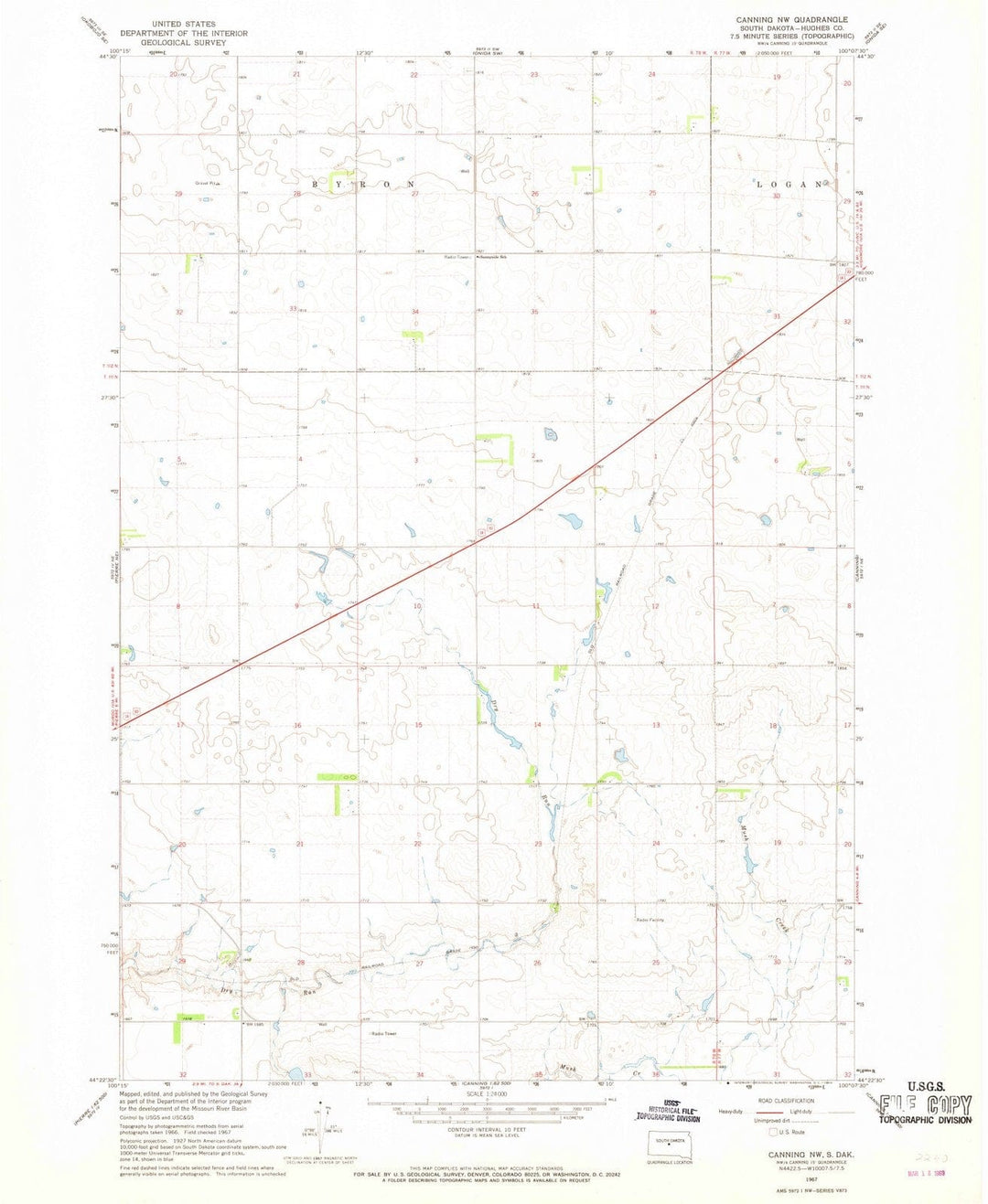 1967 Canning, SD - South Dakota - USGS Topographic Map