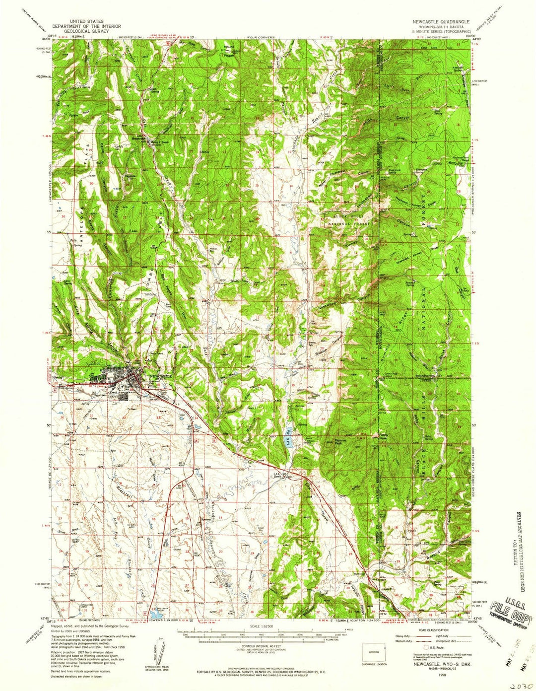1958 Newcastle, WY - Wyoming - USGS Topographic Map