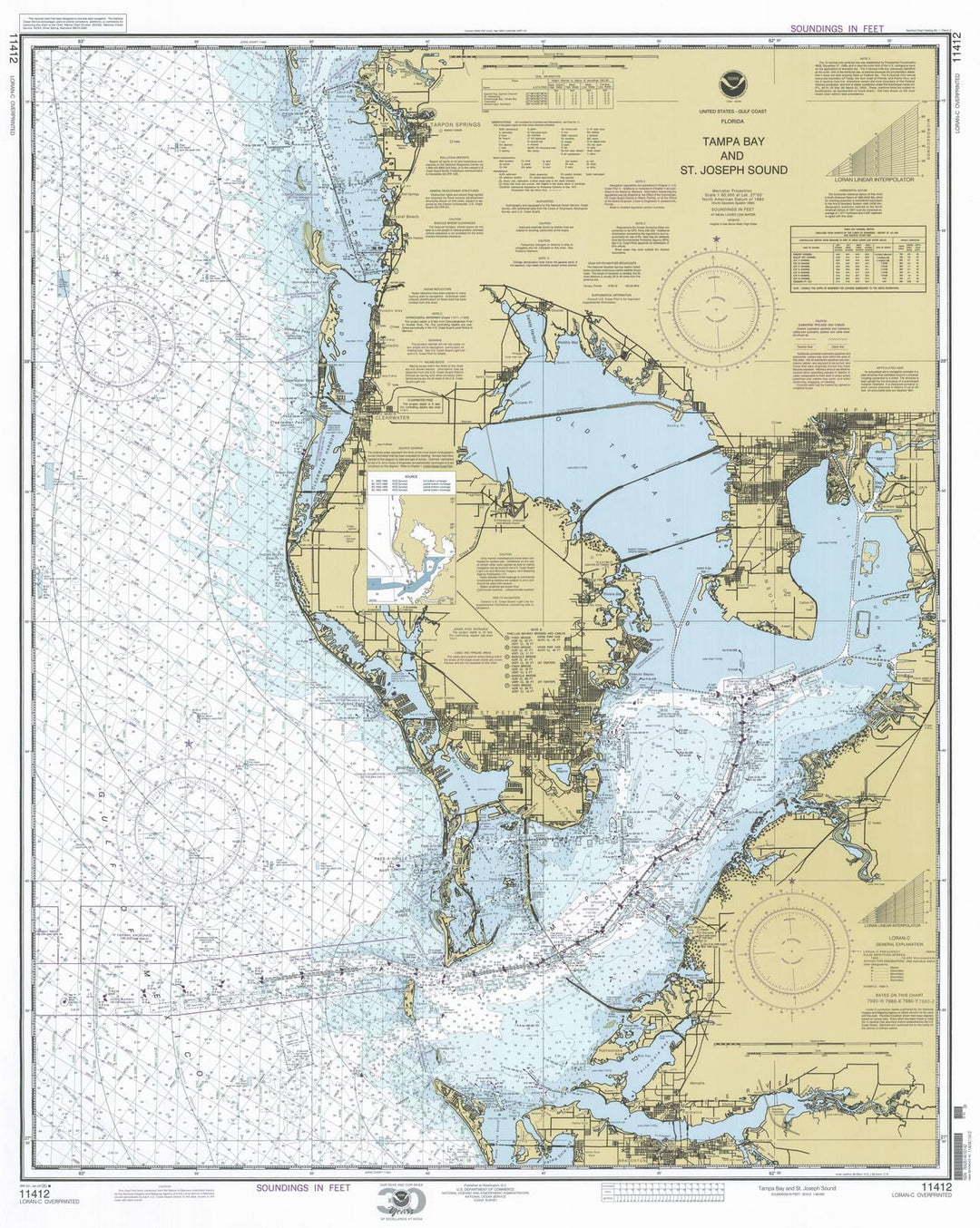 Historic Nautical Map - Tampa Bay And St Joseph Sound, 2000 NOAA Chart - Florida (FL) - Vintage Wall Art