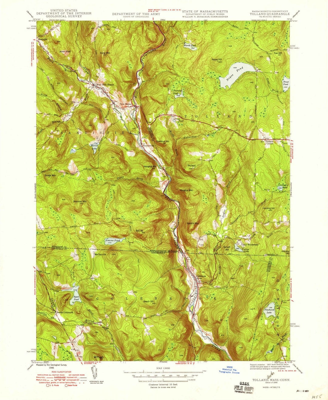 1948 Tolland, MA - Massachusetts - USGS Topographic Map