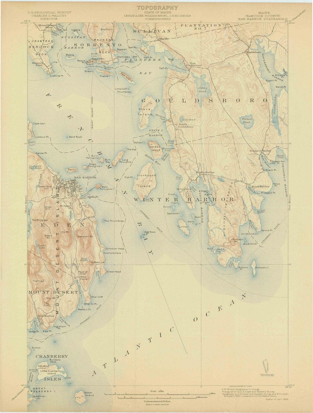 1904 Bar Harbor, ME - Maine - USGS Topographic Map