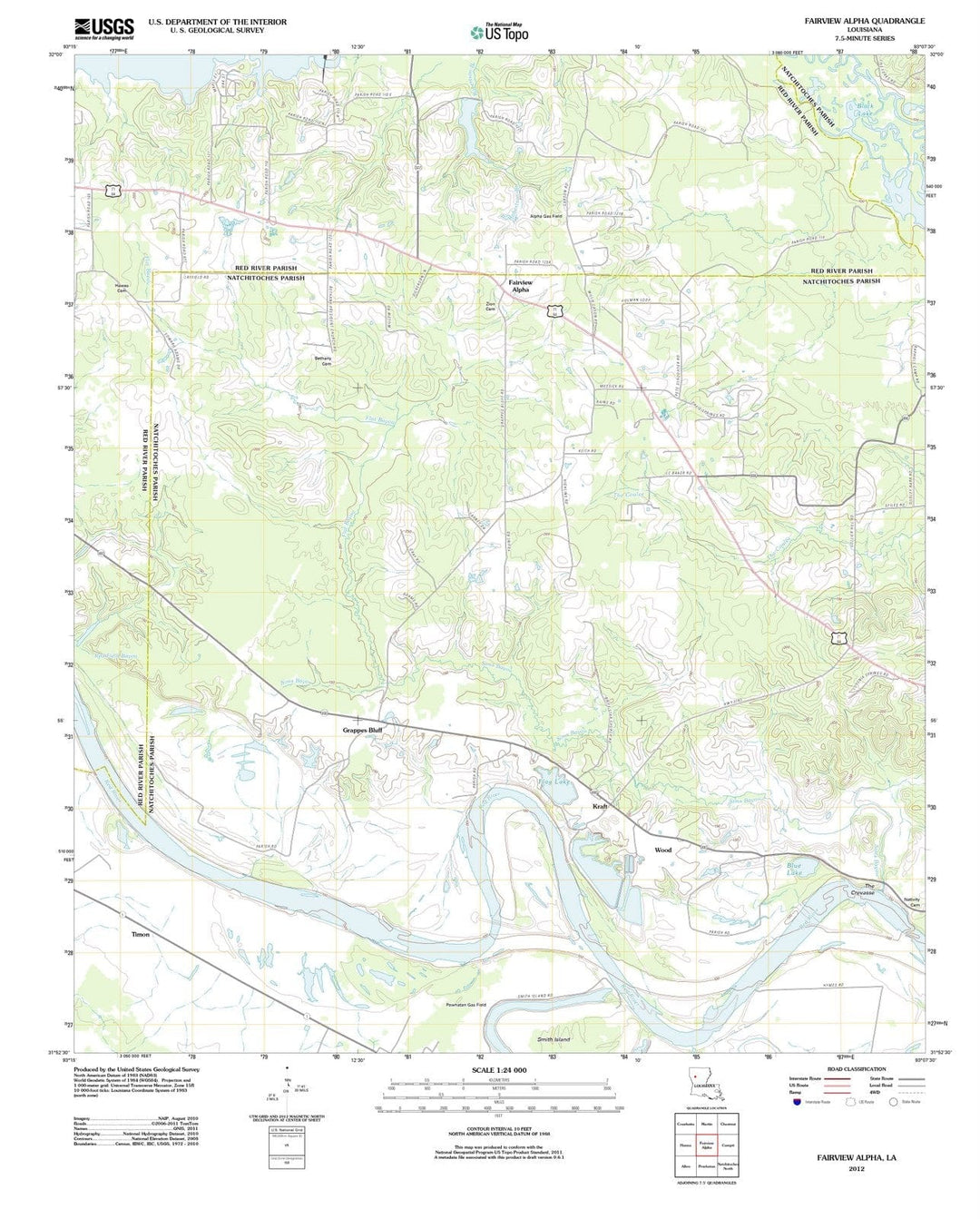 2012 Fairview Alpha, LA - Louisiana - USGS Topographic Map
