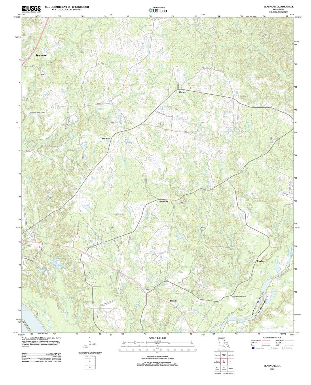 2012 Elm Park, LA - Louisiana - USGS Topographic Map