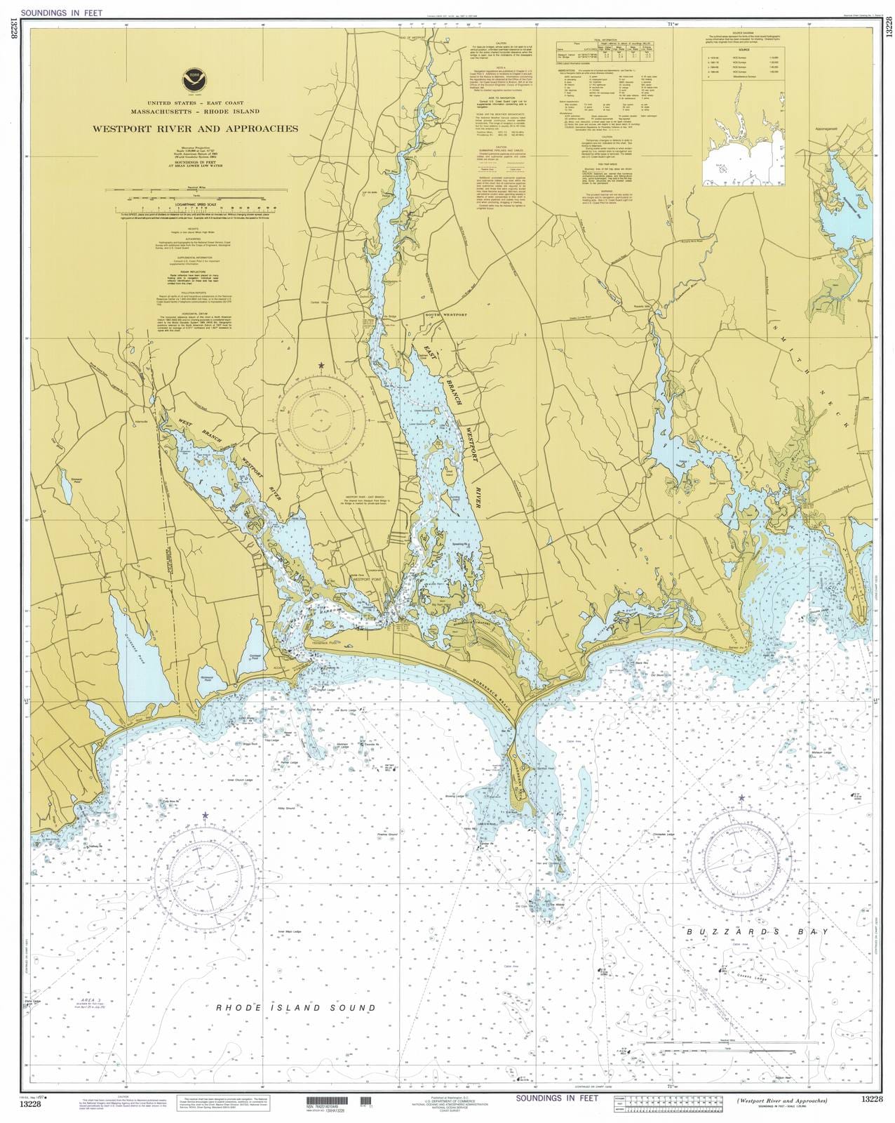 Historic Nautical Map Westport River And Approaches, 1997 NOAA Chart