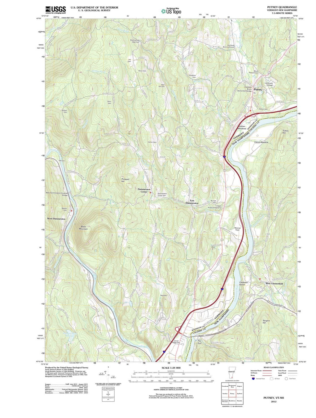 2012 Putney, VT - Vermont - USGS Topographic Map