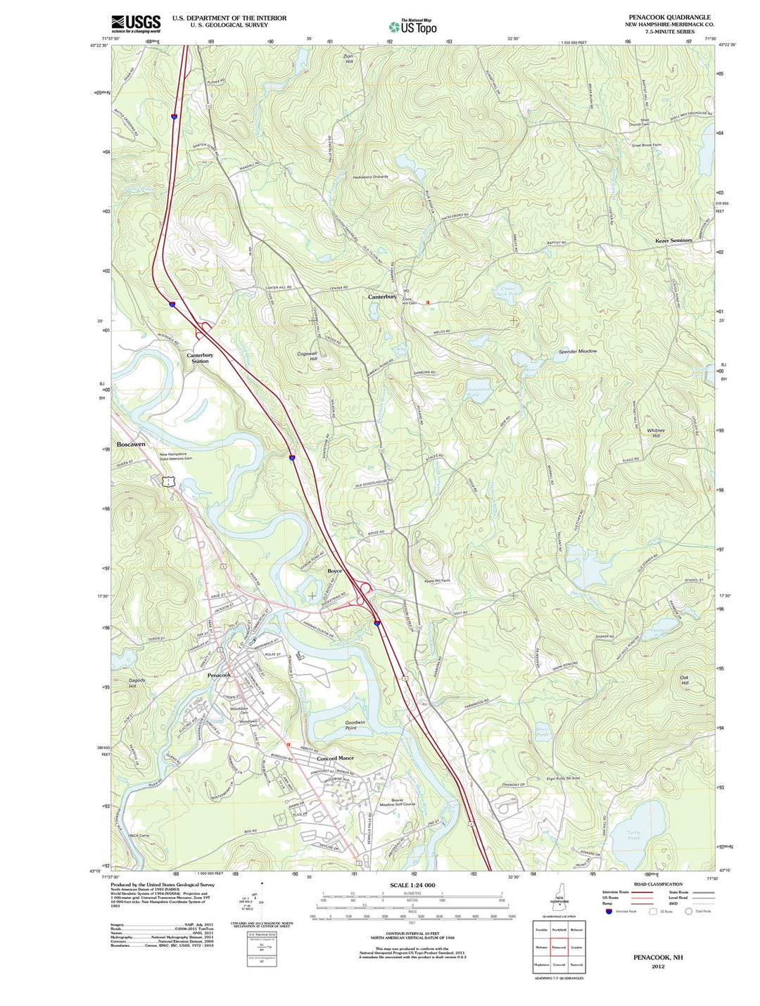 2012 Penacook, NH - New Hampshire - USGS Topographic Map