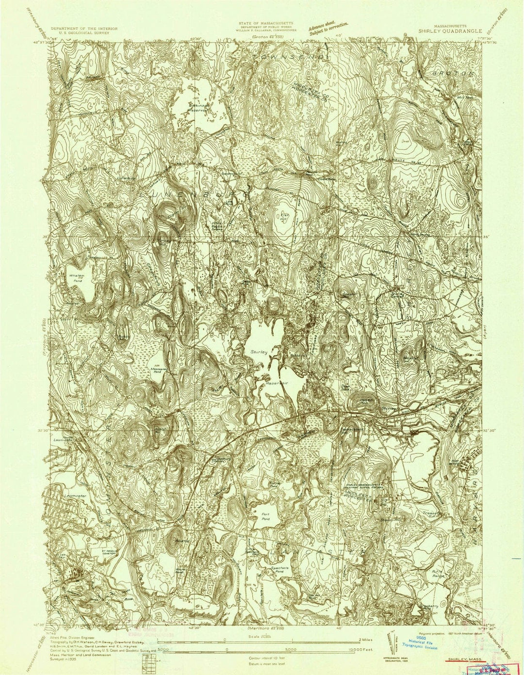 1935 Shirley, MA - Massachusetts - USGS Topographic Map