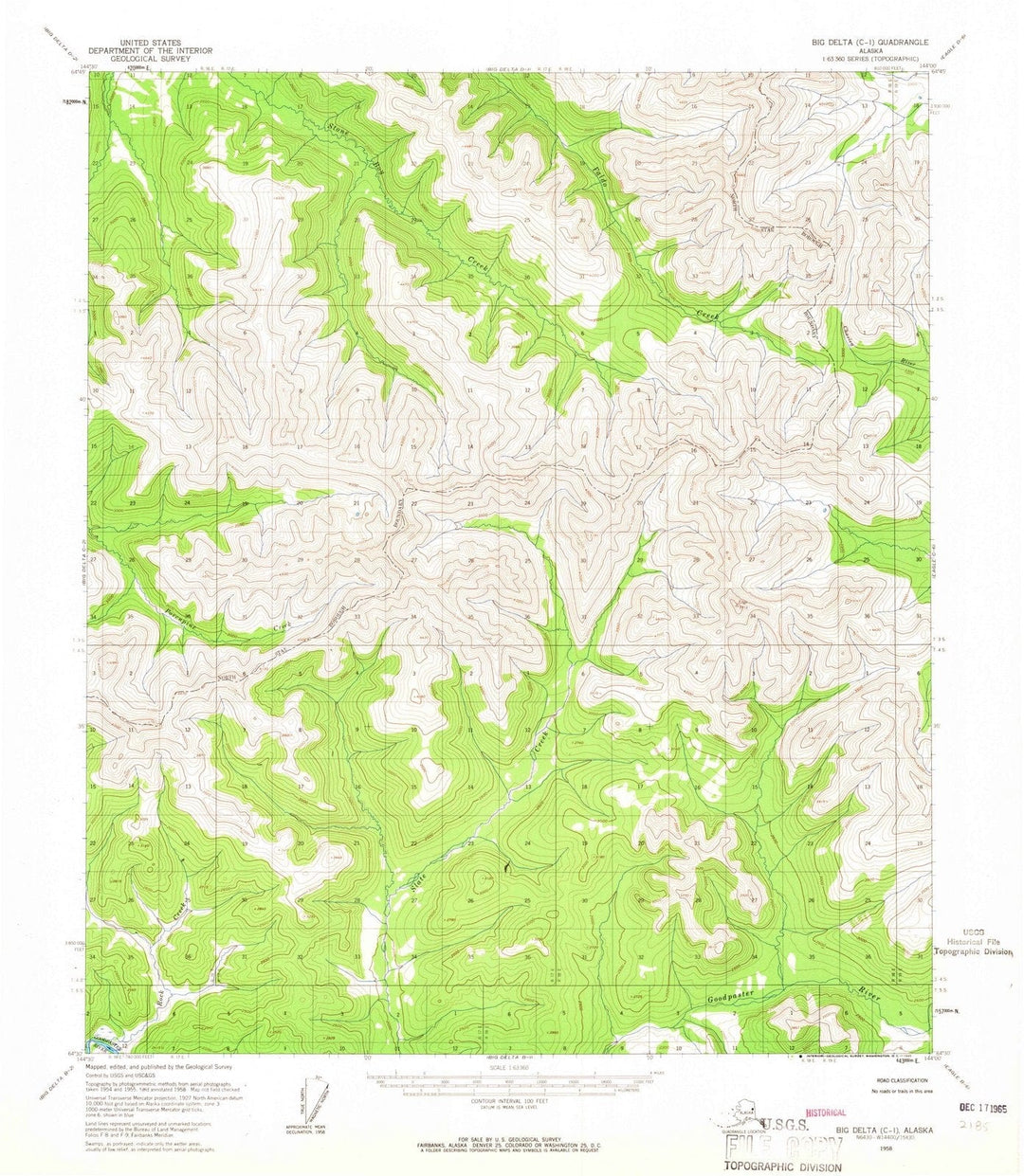 1958 Big Delta, AK - Alaska - USGS Topographic Map v2