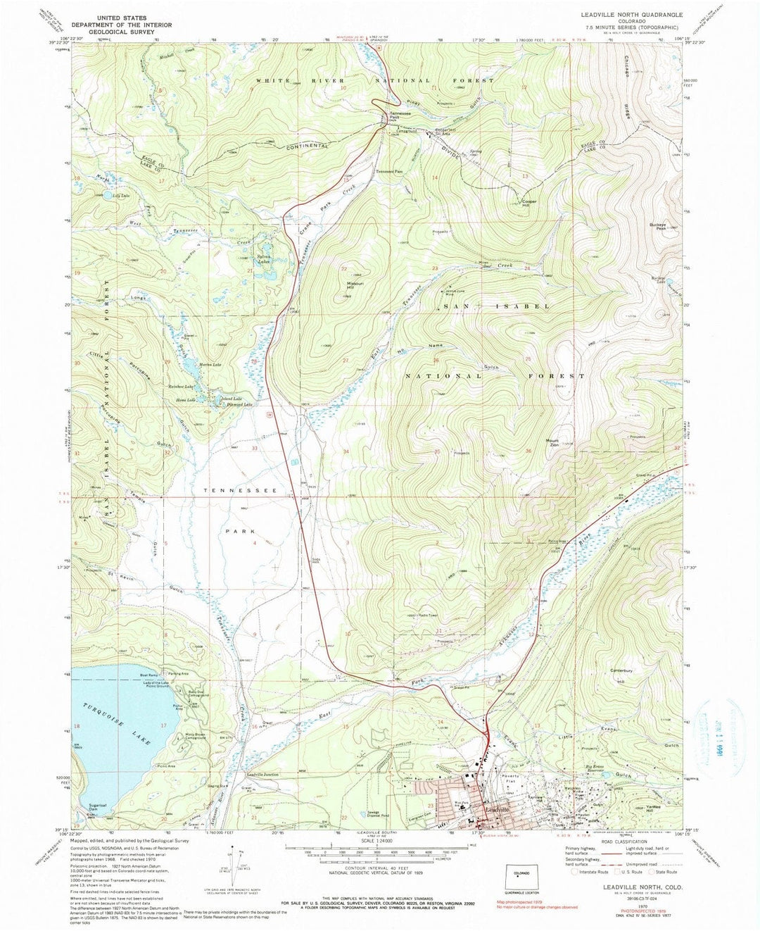 1970 Leadville North, CO - Colorado - USGS Topographic Map