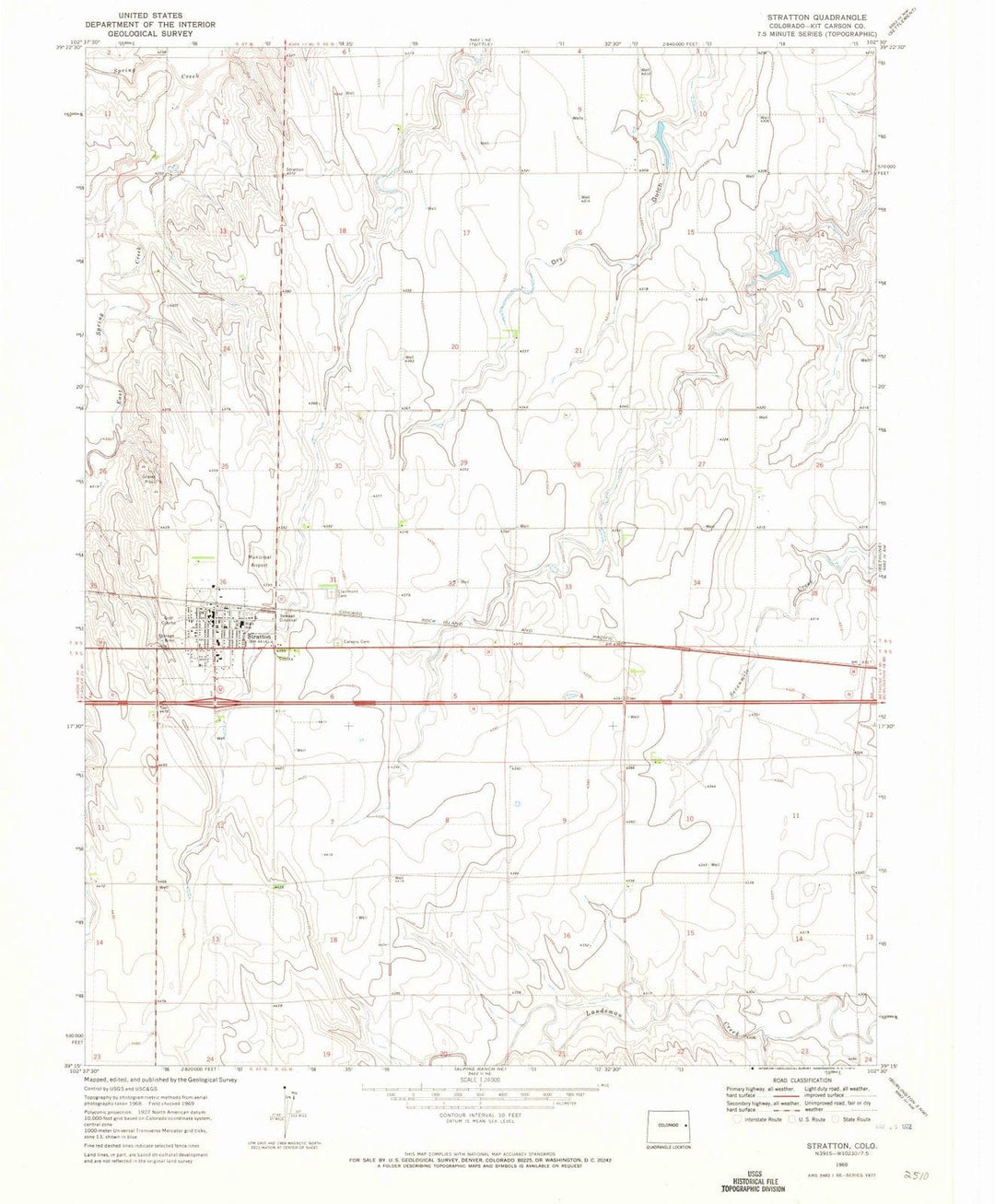 1969 Stratton, CO - Colorado - USGS Topographic Map