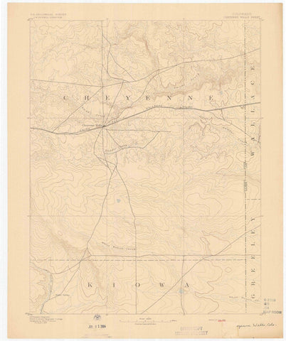 1892 Cheyenne Wells, CO - Colorado - USGS Topographic Map