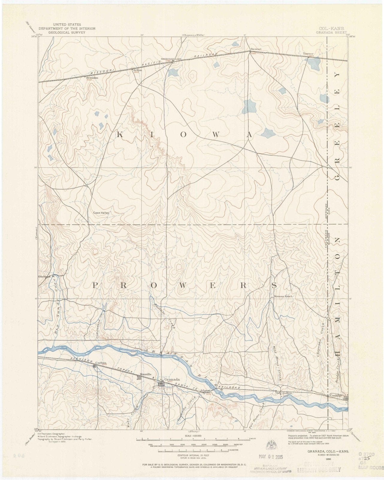 1890 Granada, CO - Colorado - USGS Topographic Map