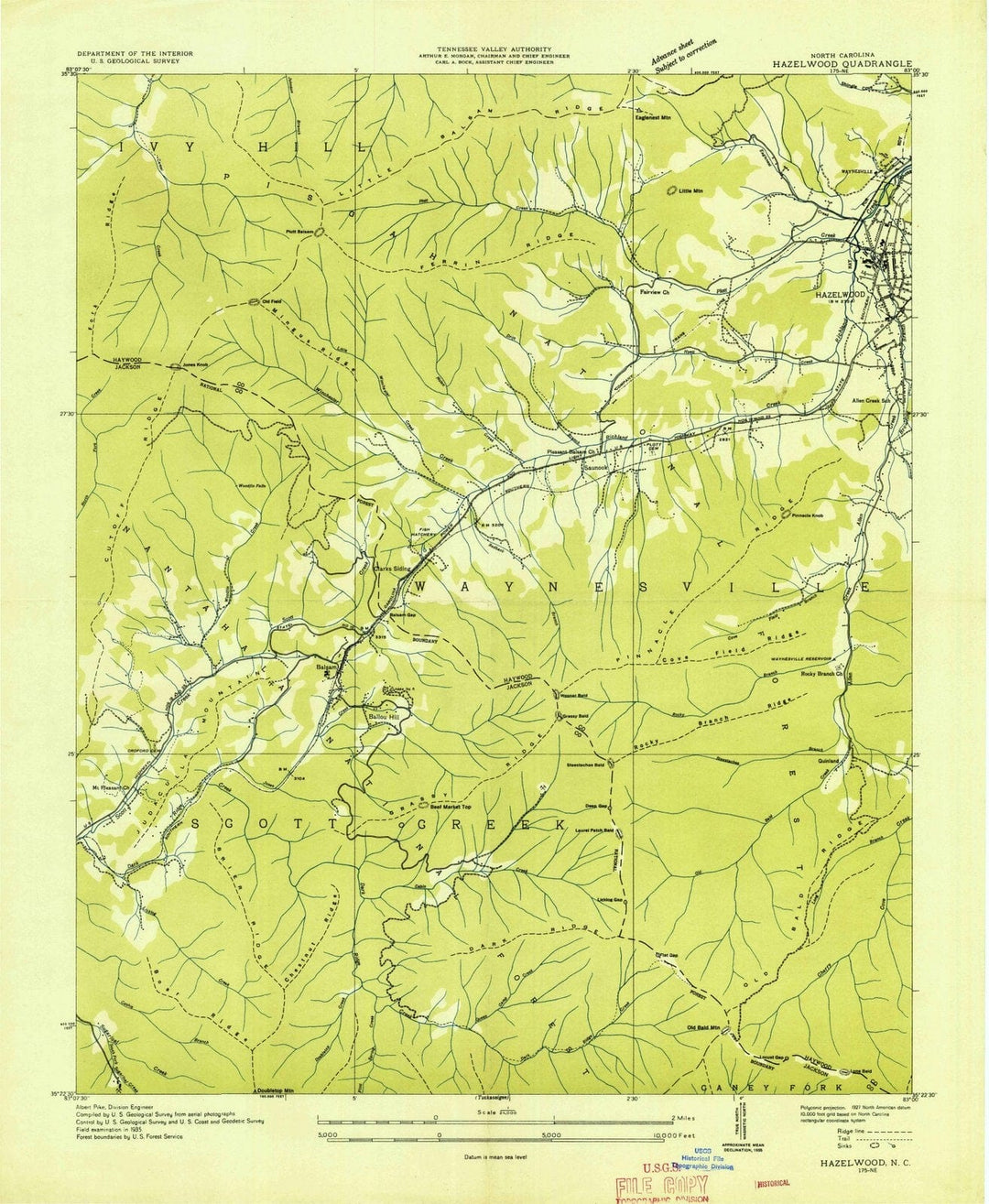 1935 Hazelwood, NC - North Carolina - USGS Topographic Map