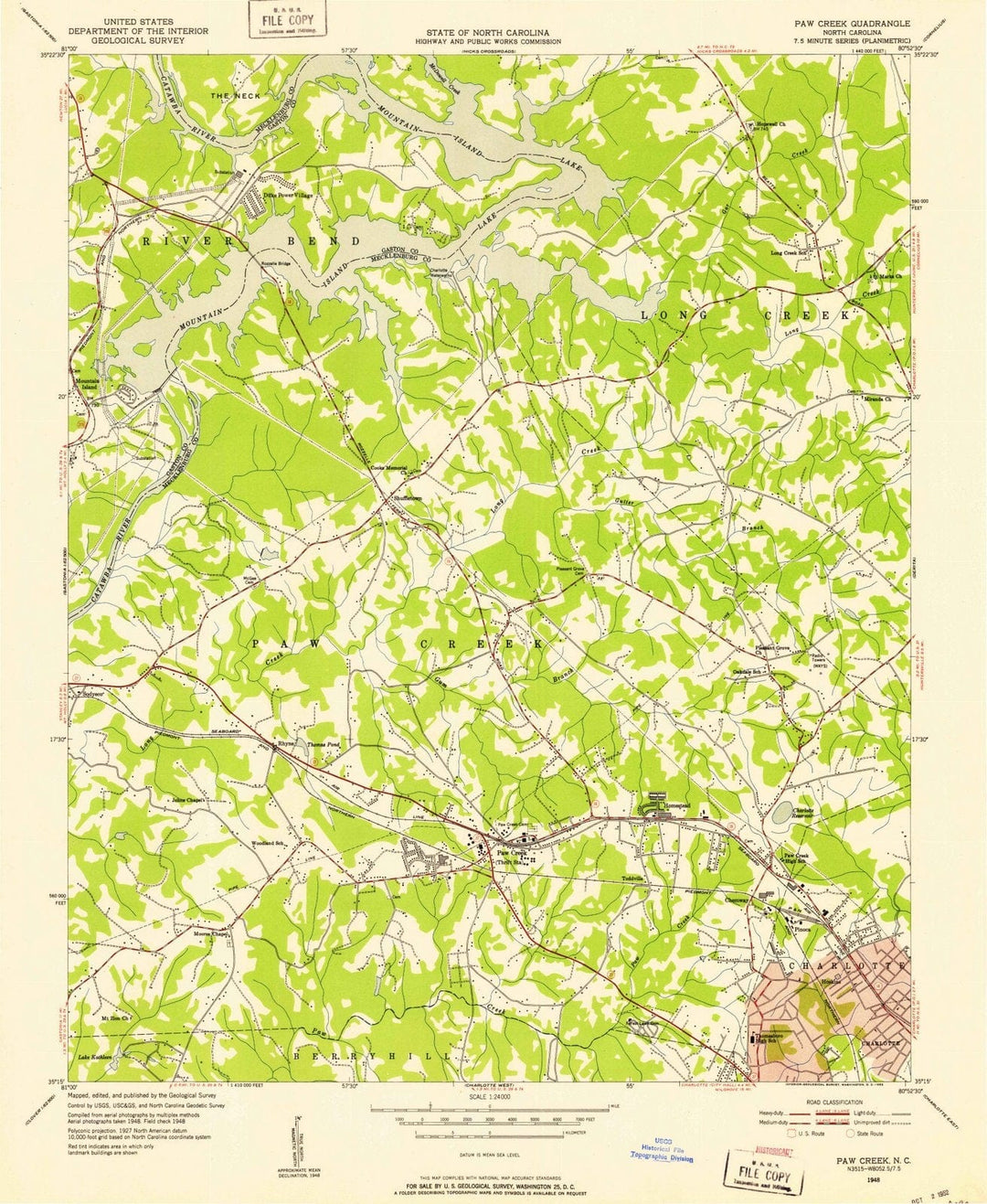 1948 Paw Creek, NC - North Carolina - USGS Topographic Map