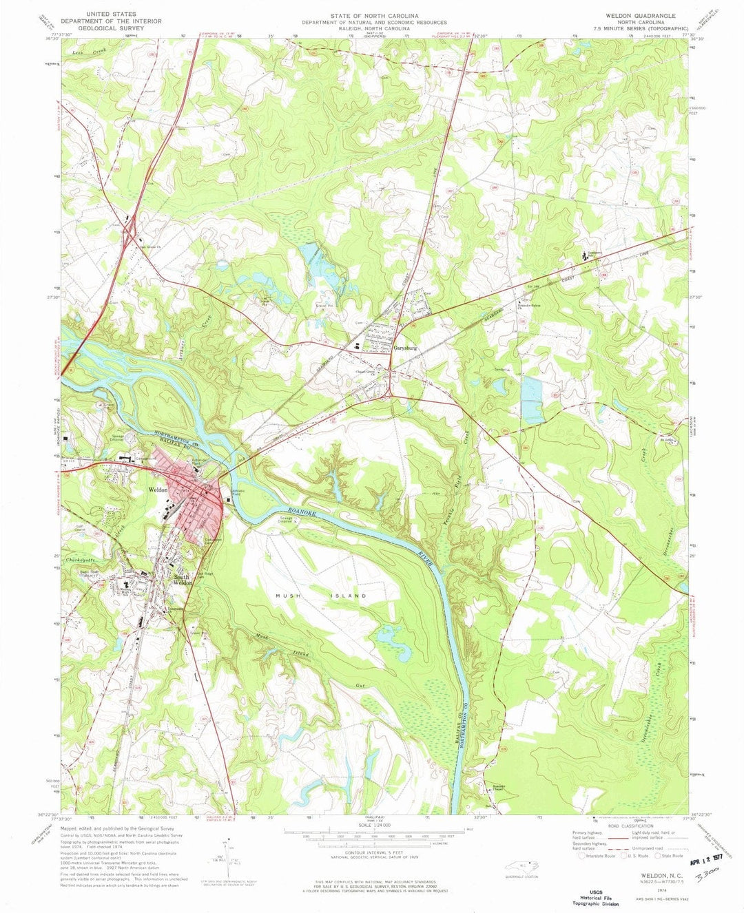 1974 Weldon, NC - North Carolina - USGS Topographic Map