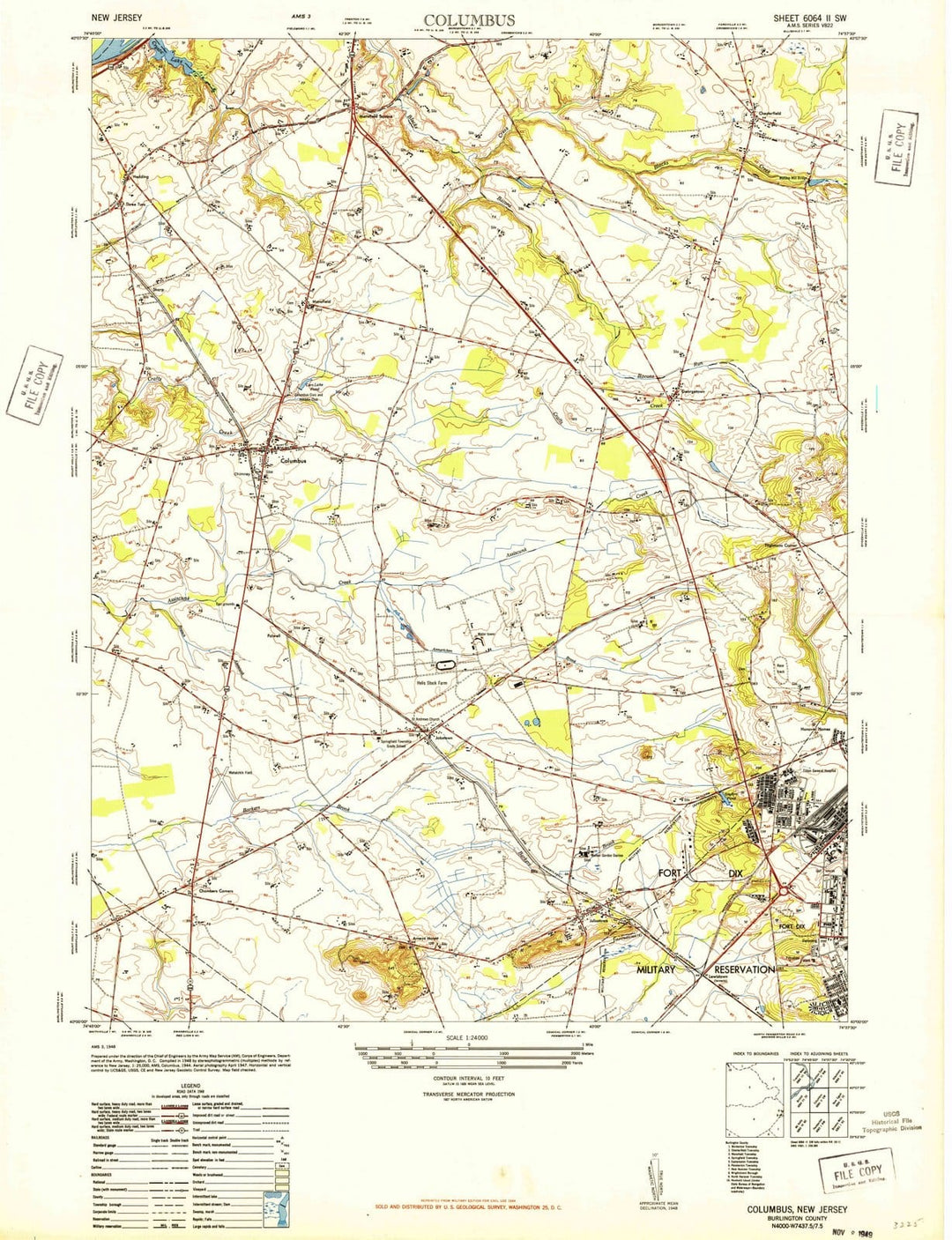 1948 Columbus, NJ - New Jersey - USGS Topographic Map