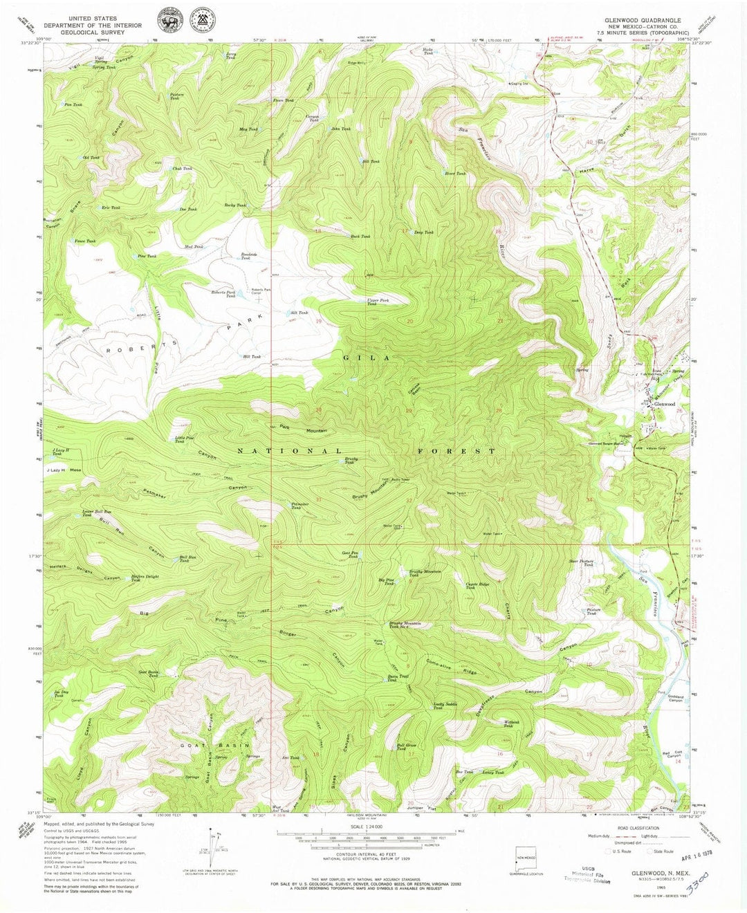 1965 Glenwood, NM - New Mexico - USGS Topographic Map