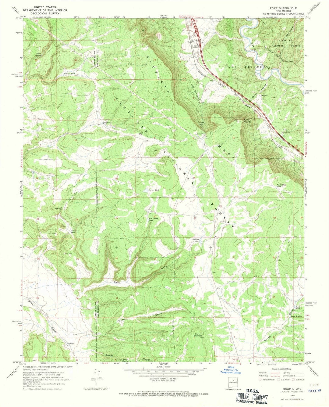 1966 Rowe, NM - New Mexico - USGS Topographic Map