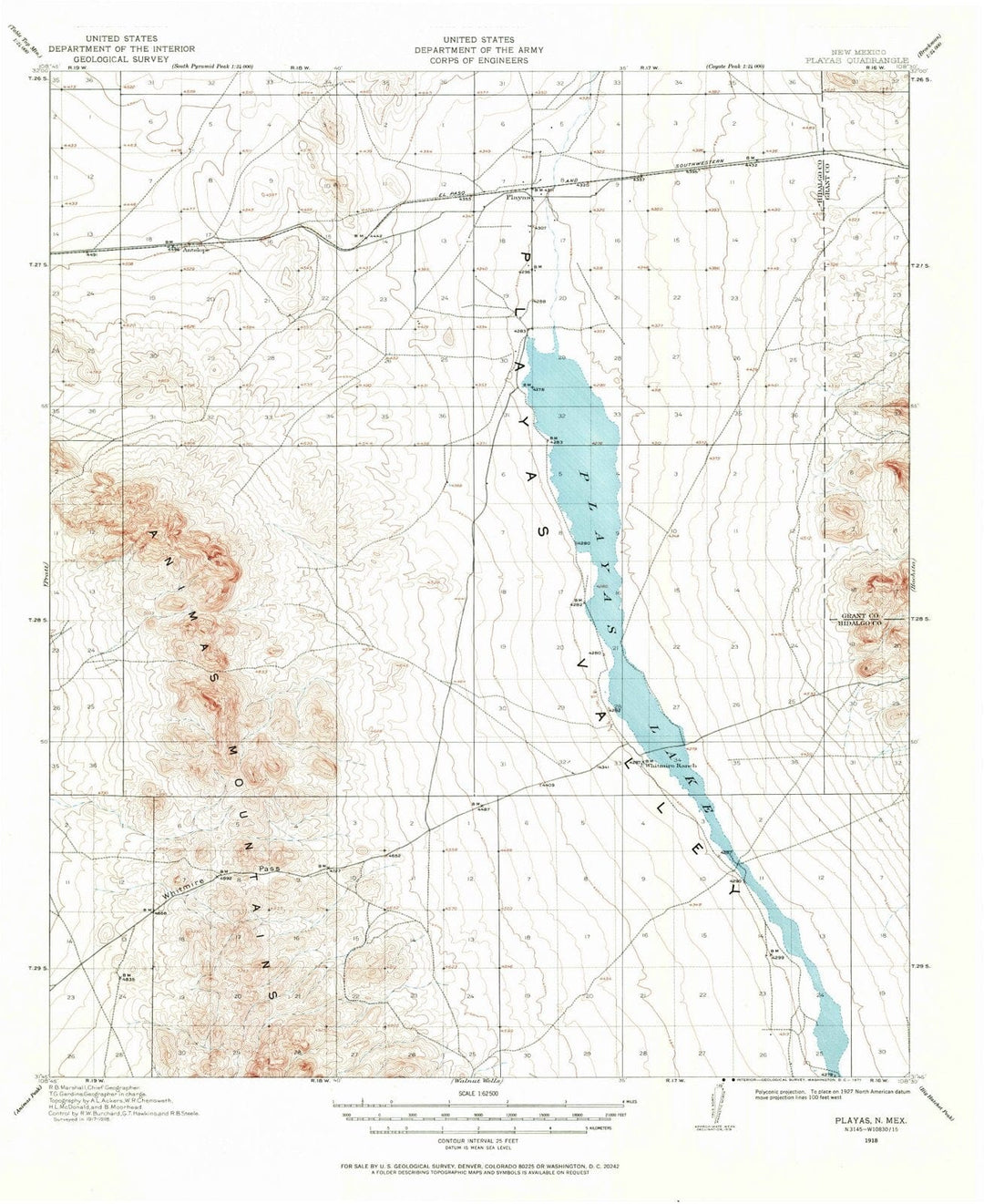 1918 Playas, NM - New Mexico - USGS Topographic Map