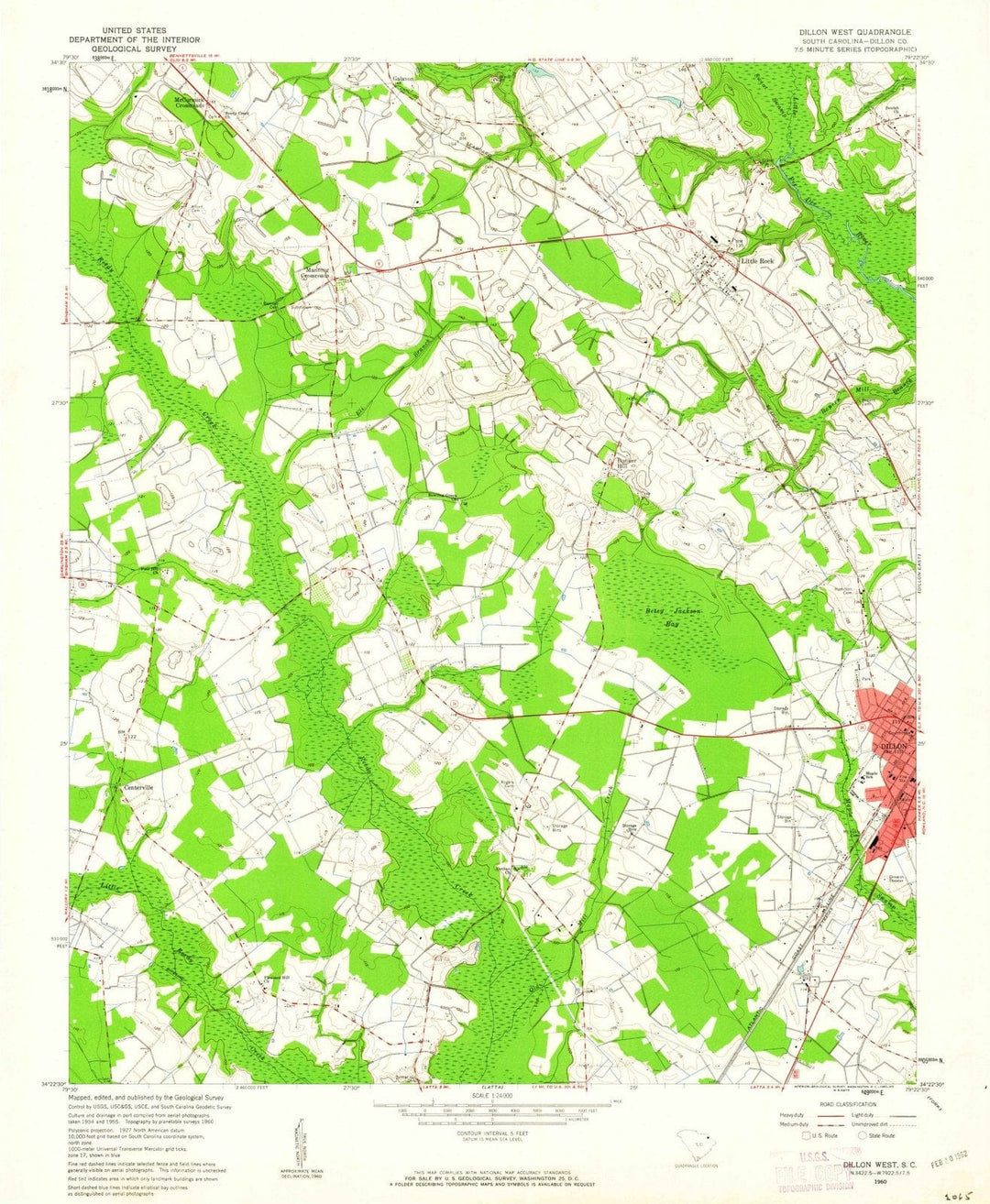 1960 Dillon West, SC - South Carolina - USGS Topographic Map