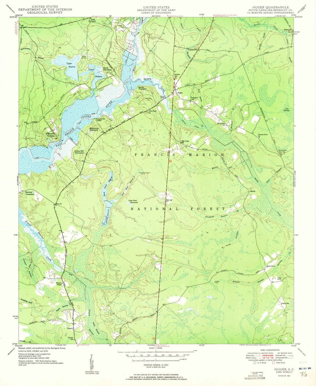 1950 Huger, SC - South Carolina - USGS Topographic Map