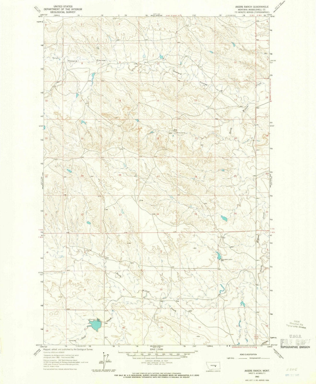 1963 Akers Ranch, MT - Montana - USGS Topographic Map