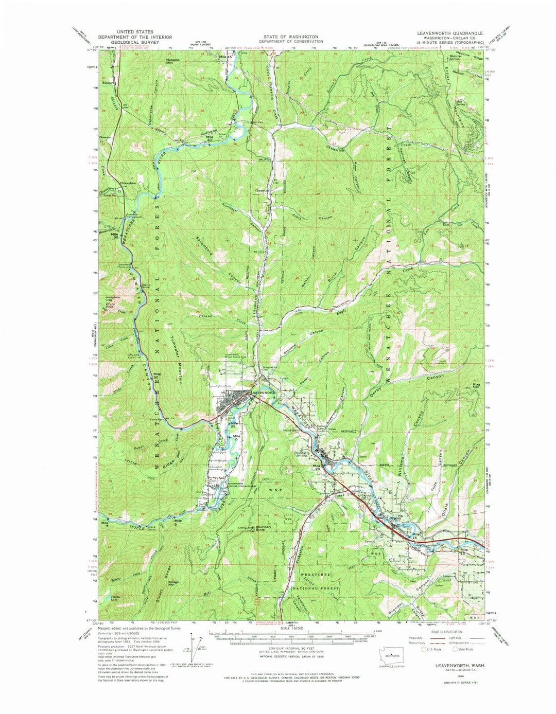 1964 Leavenworth, WA - Washington - USGS Topographic Map