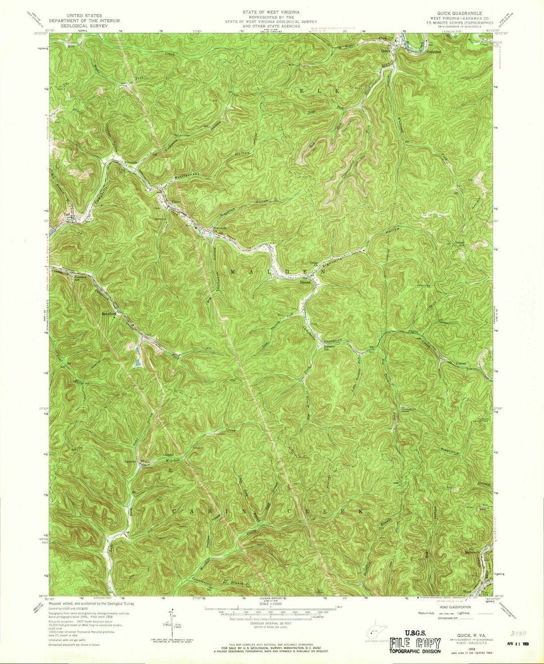 1958 Quick, WV - West Virginia - USGS Topographic Map