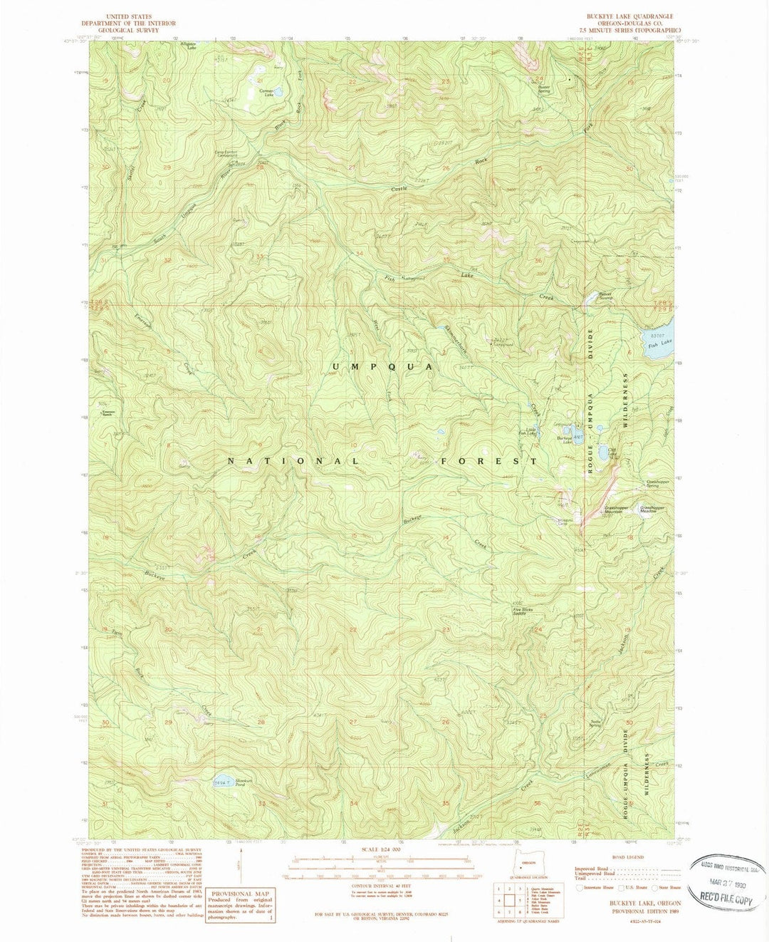 1989 Buckeye Lake, OR - Oregon - USGS Topographic Map