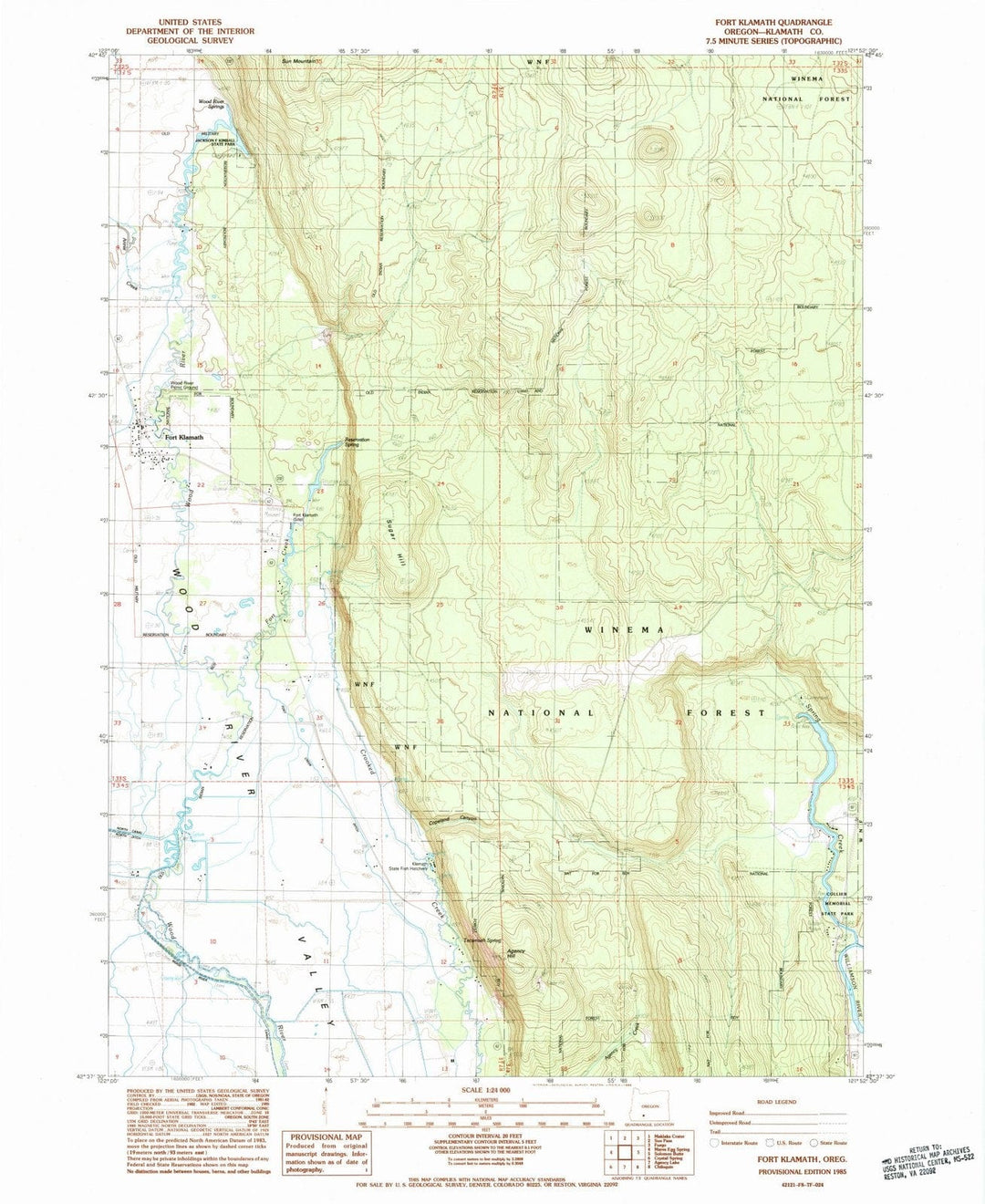 1985 Fort Klamath, OR - Oregon - USGS Topographic Map