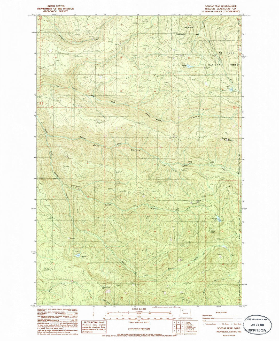 1986 Soosap Peak, OR - Oregon - USGS Topographic Map