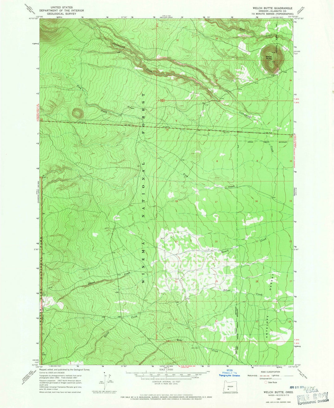 1967 Welch Butte, OR - Oregon - USGS Topographic Map