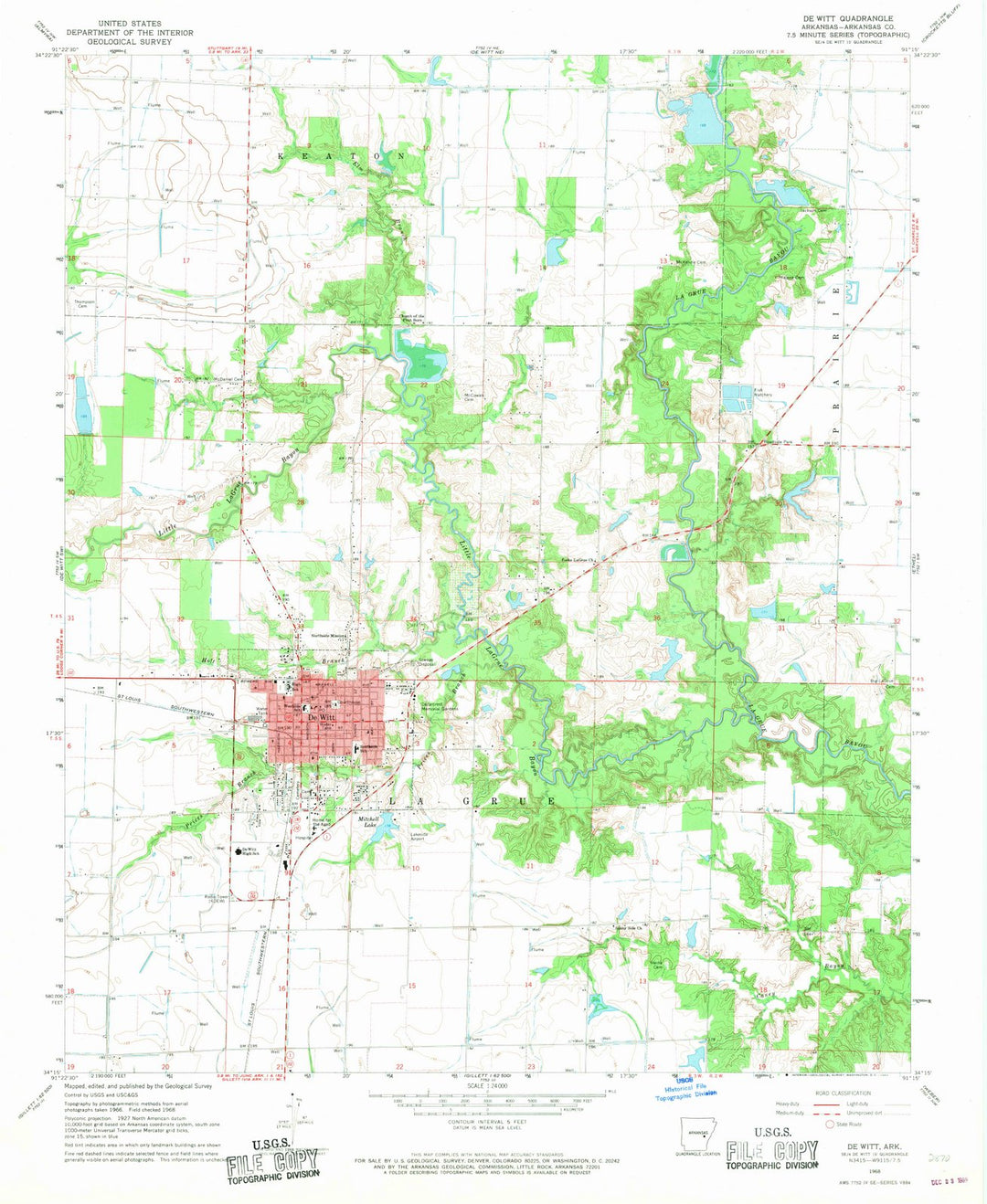 1968 De WITT, AR - Arkansas - USGS Topographic Map v3