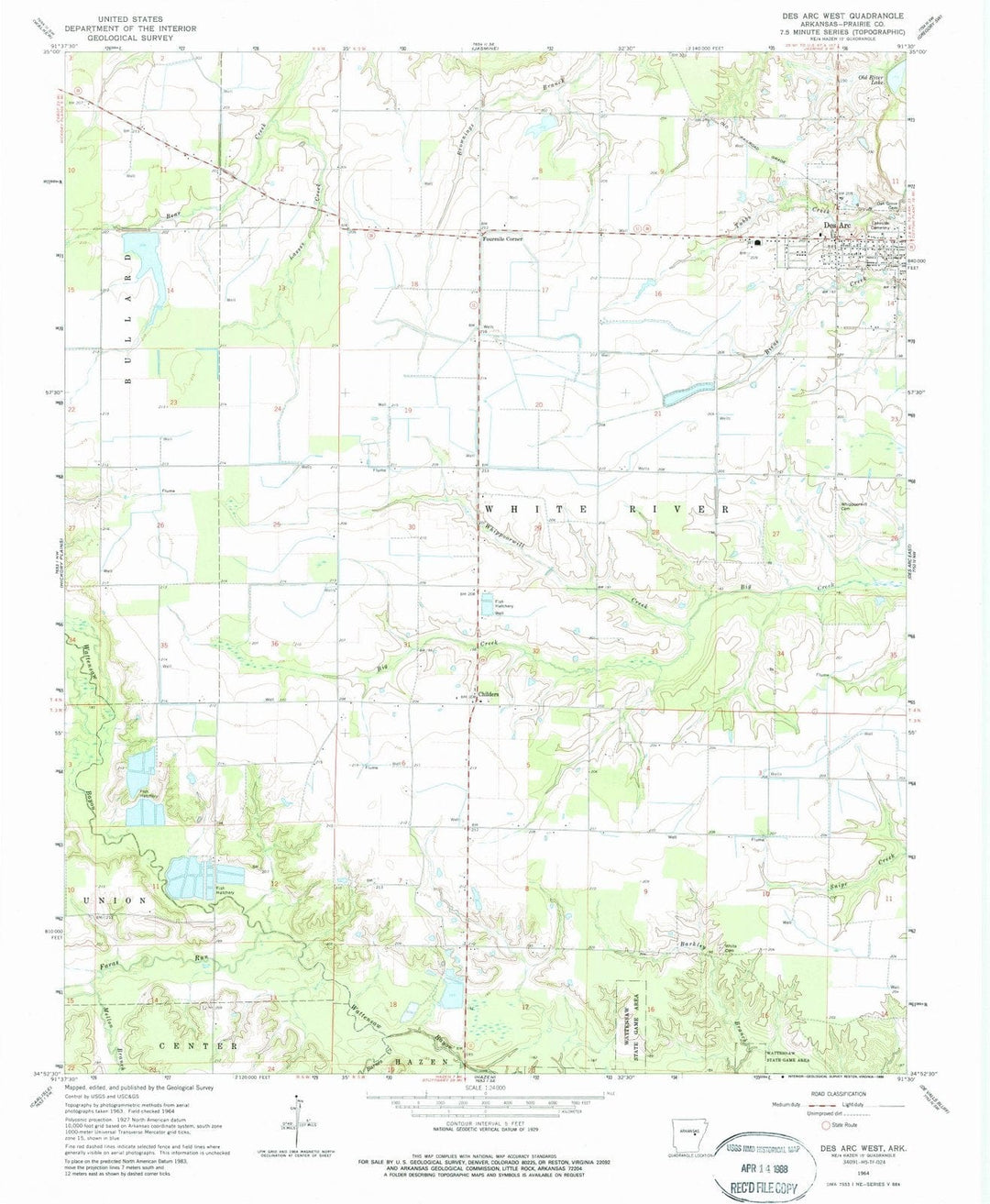 1964 Des Arc West, AR - Arkansas - USGS Topographic Map