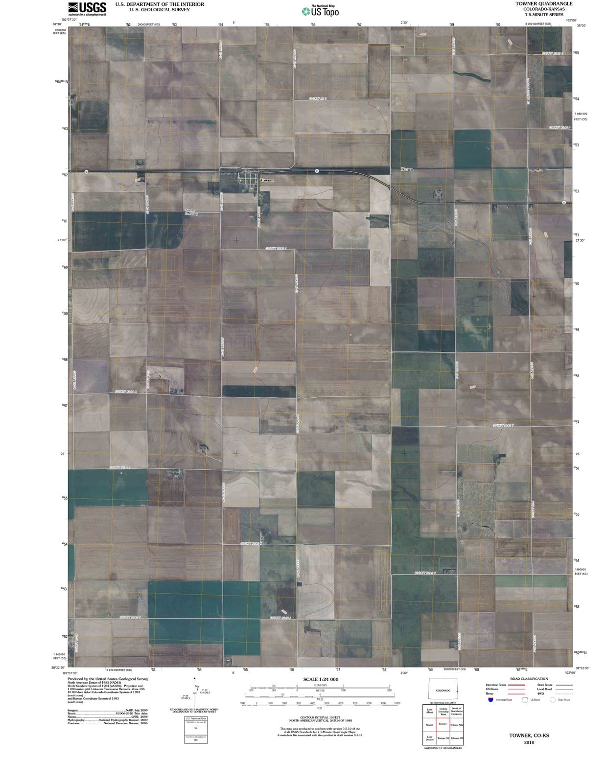 2010 Towner, CO Colorado USGS Topographic Map Historic Pictoric