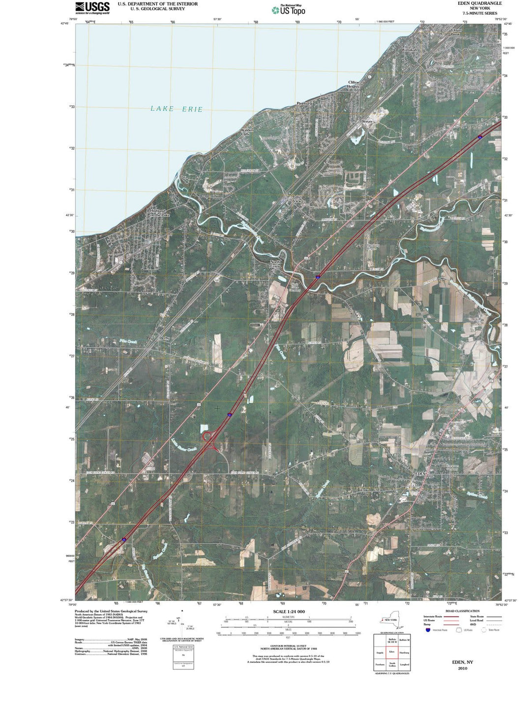2010 Eden, NY - New York - USGS Topographic Map