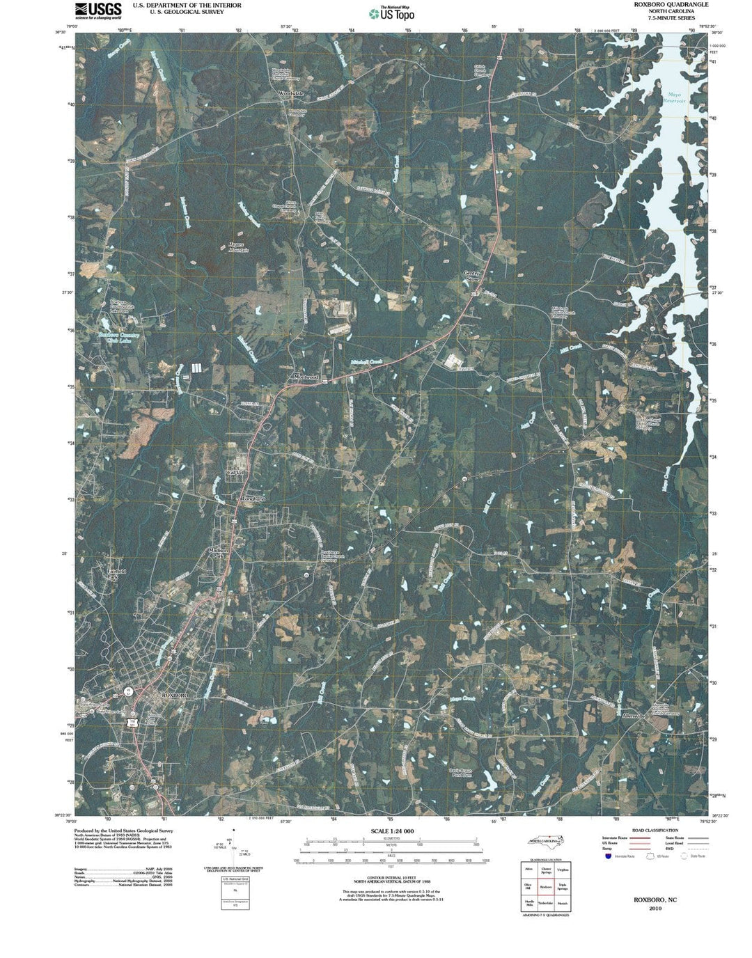 2010 Roxboro, NC - North Carolina - USGS Topographic Map