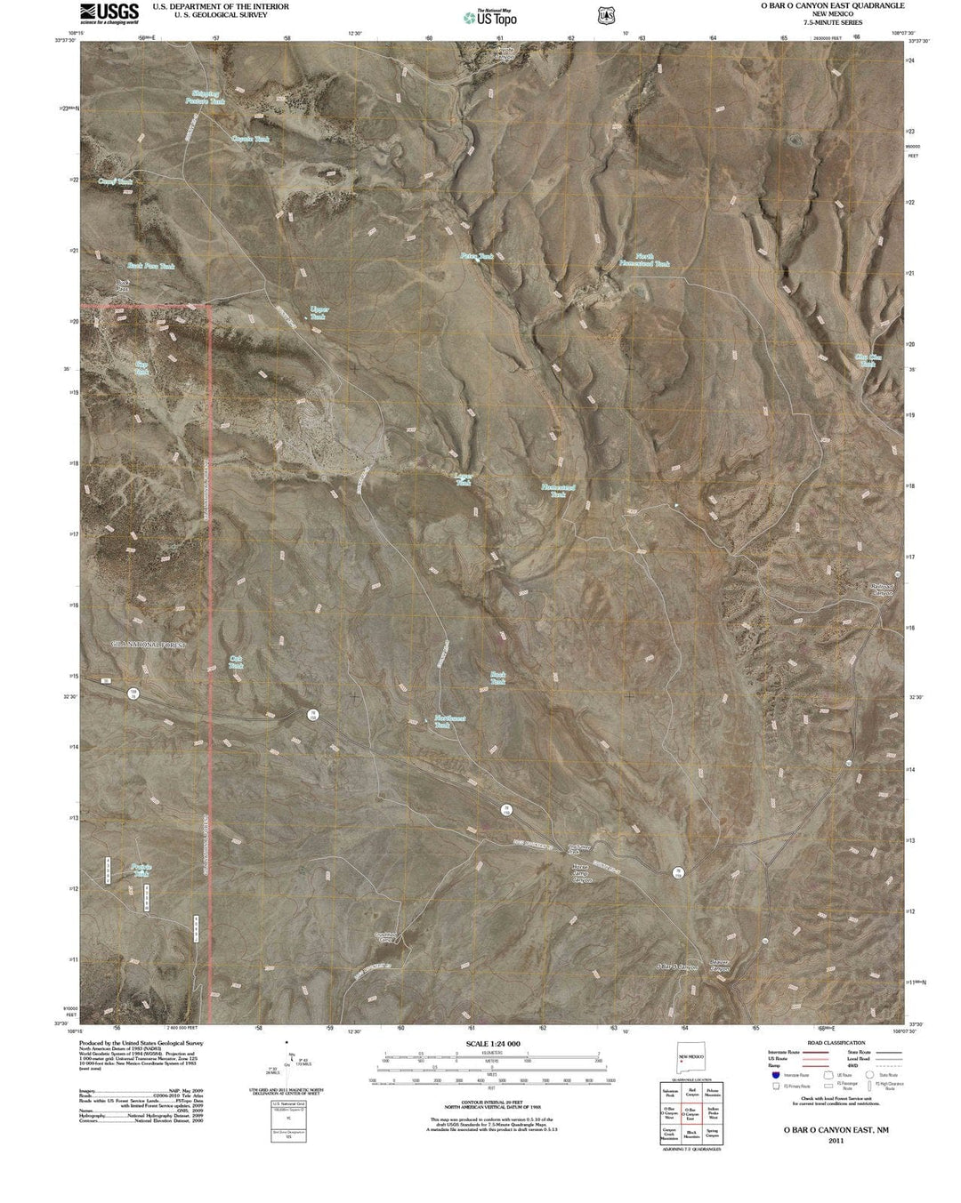 2011 O Bar O Canyon East, NM - New Mexico - USGS Topographic Map