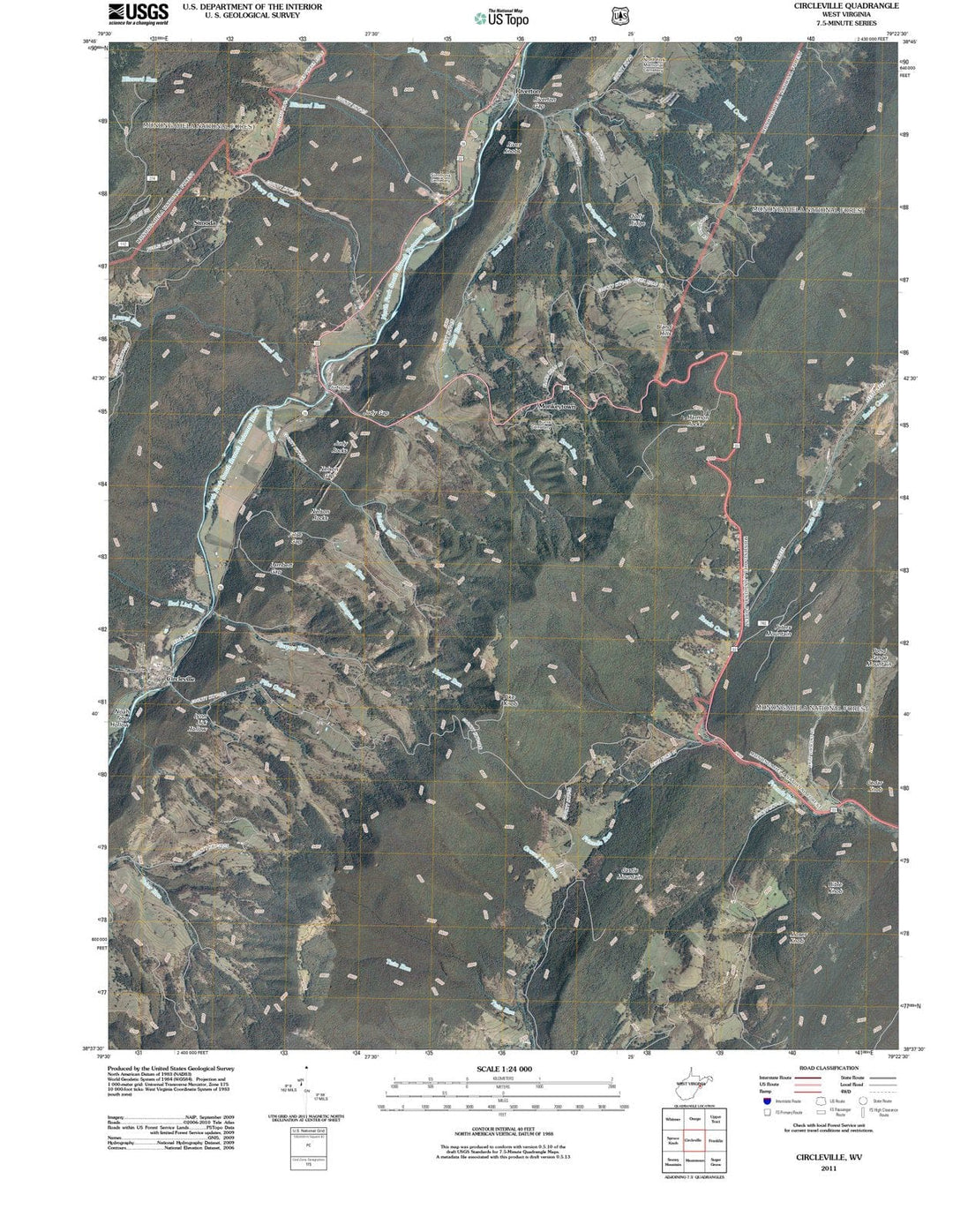 2011 Circleville, WV - West Virginia - USGS Topographic Map