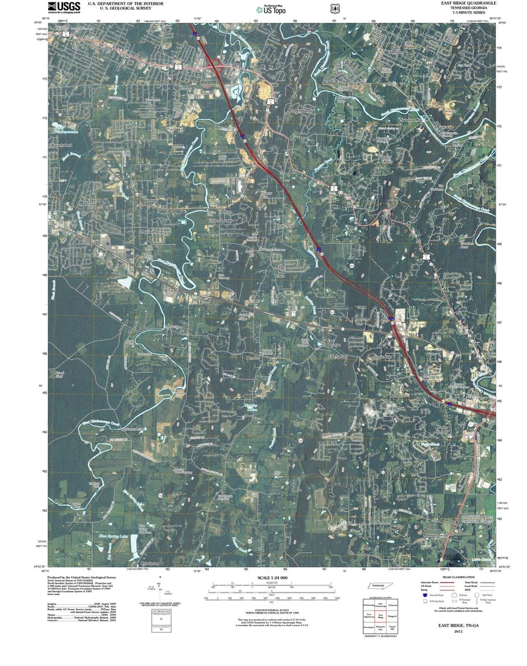 2011 East Ridge, TN - Tennessee - USGS Topographic Map