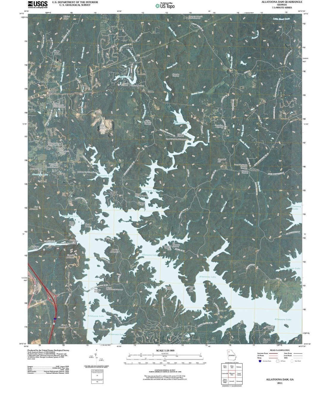 2011 Allatoonaam, GA - Georgia - USGS Topographic Map