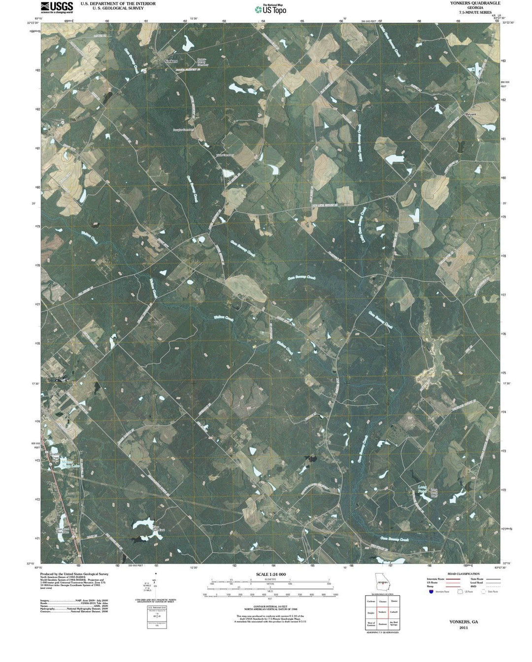 2011 Yonkers, GA - Georgia - USGS Topographic Map