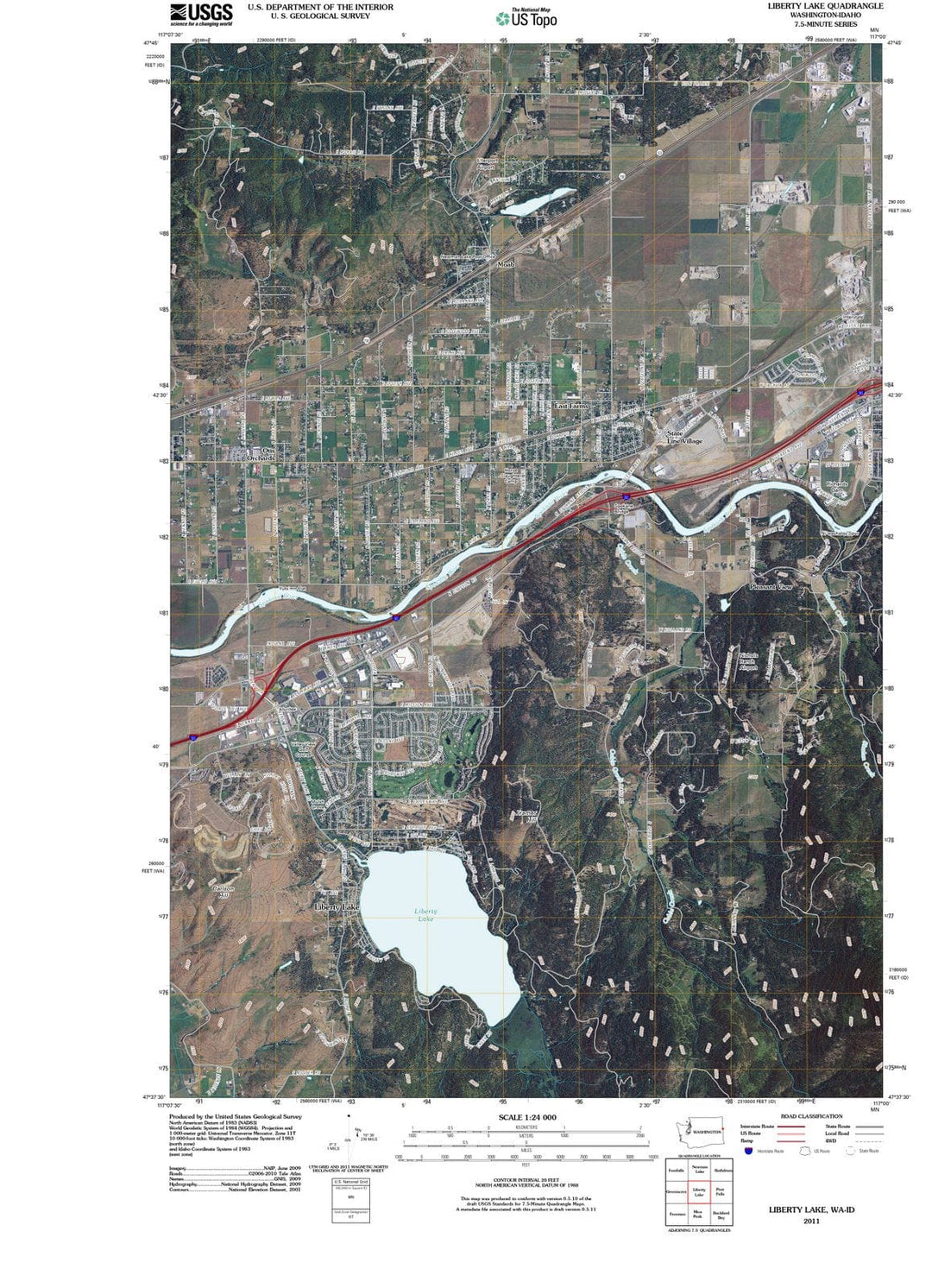 2011 Liberty Lake, WA - Washington - USGS Topographic Map