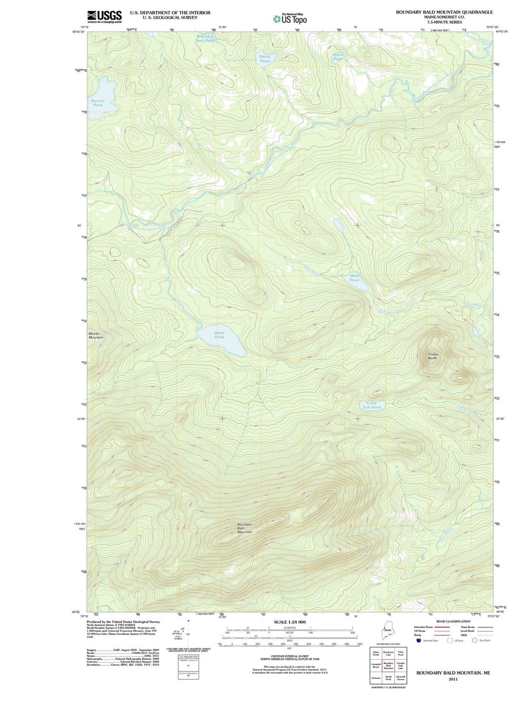 2011 Boundary Bald Mountain, ME - Maine - USGS Topographic Map