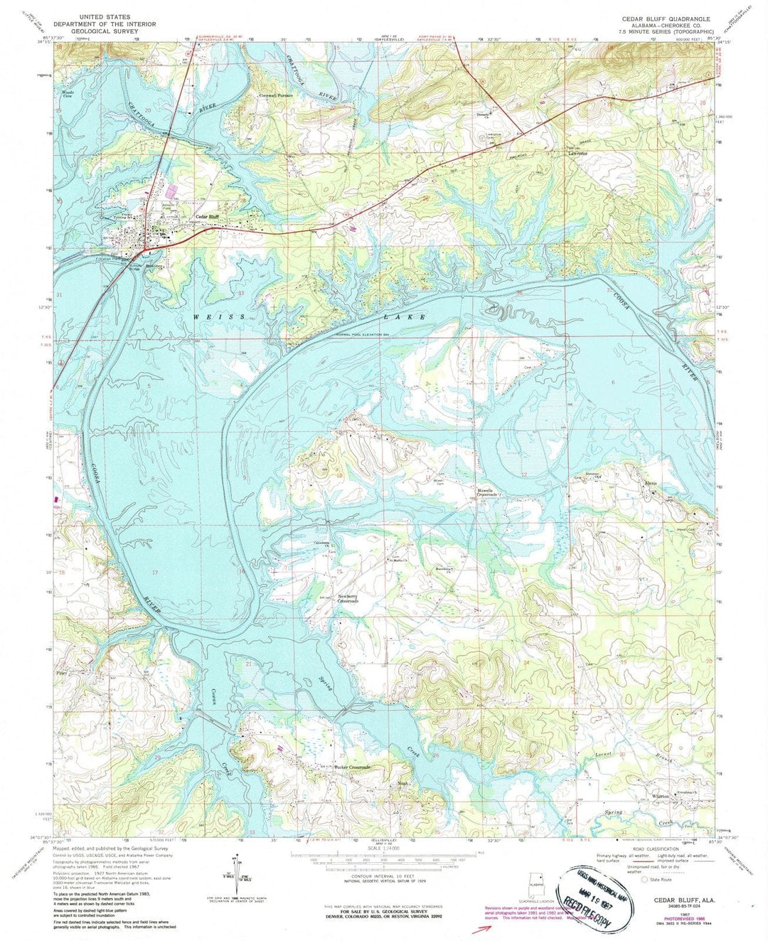 1967 Cedar Bluff, AL - Alabama - USGS Topographic Map