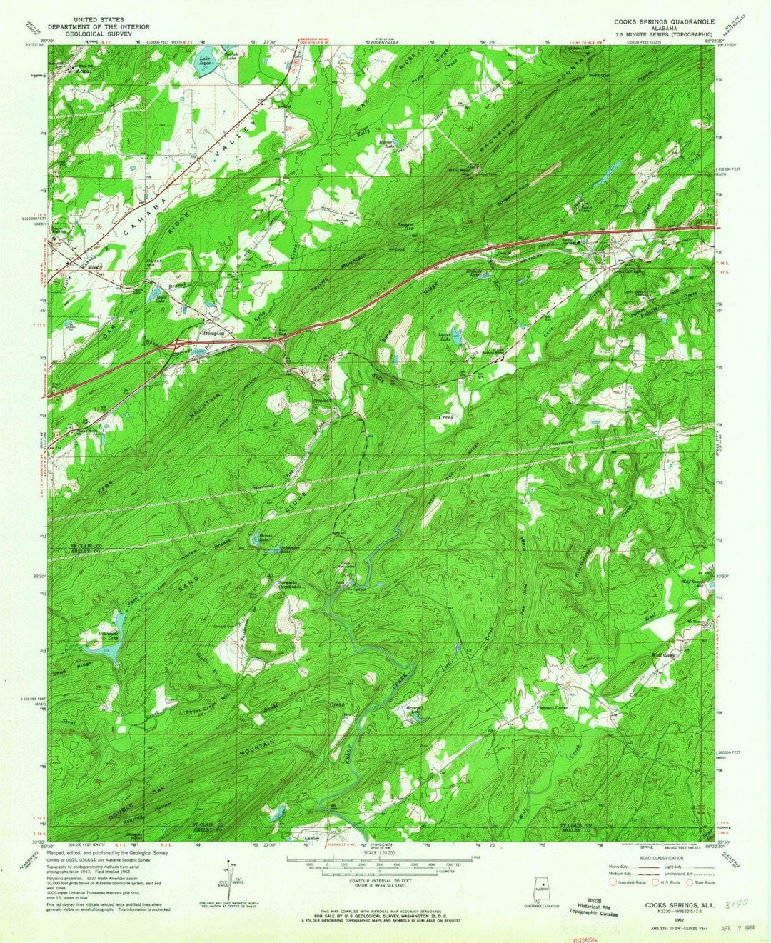 1962 Cooks Springs, AL - Alabama - USGS Topographic Map