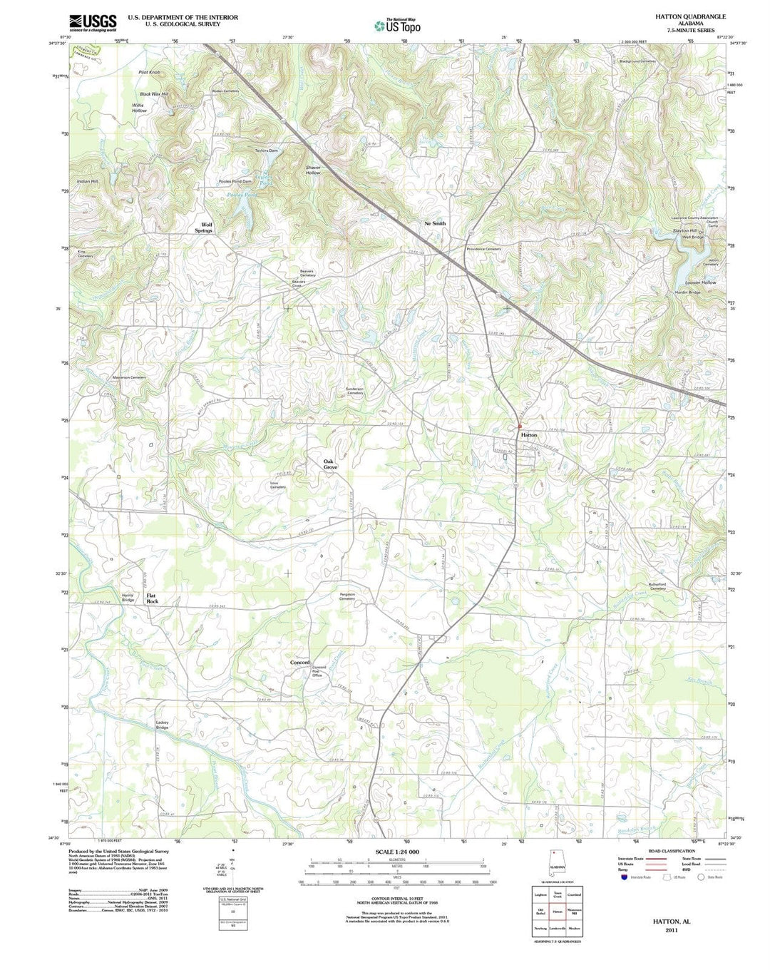 2011 Hatton, AL - Alabama - USGS Topographic Map