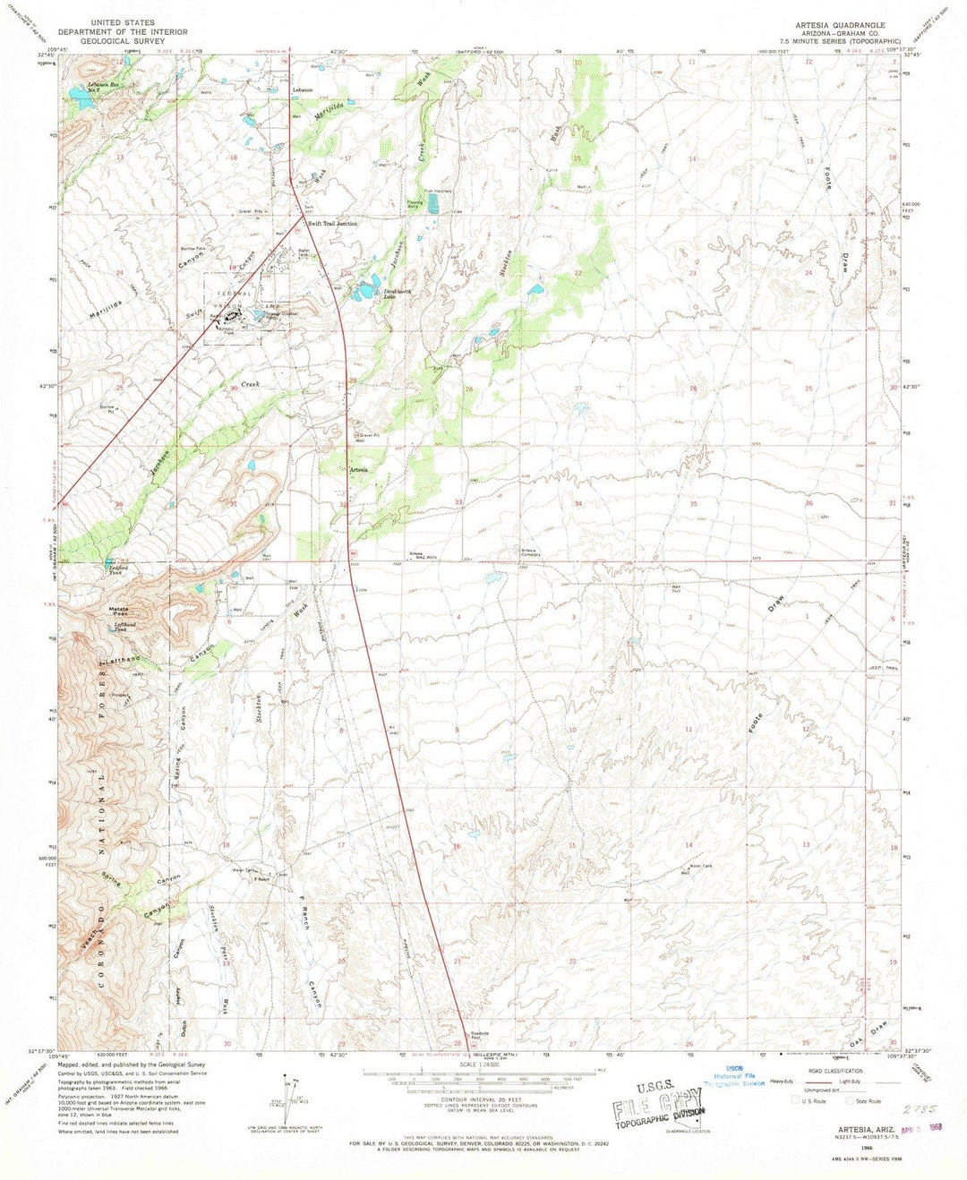 1966 Artesia, AZ - Arizona - USGS Topographic Map v2
